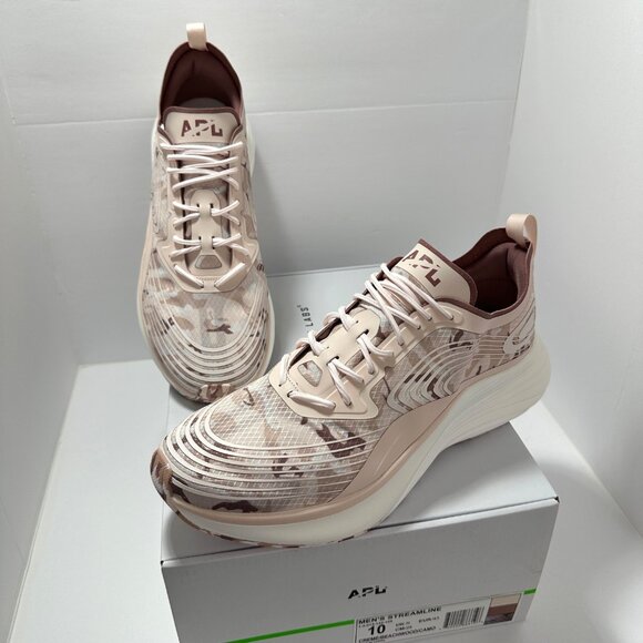 APL Streamline Men’s Sneakers 10 Creme Beachwood Camo Running Shoes NIB 🏃‍♂️✨